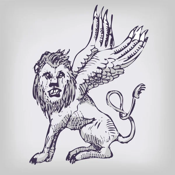 Tekening Leeuw Vleugels Hybride Wezens Mythologie Fantasie Chimera — Stockfoto