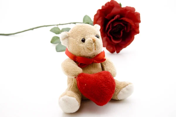 Teddy Bear Heart Rose Royalty Free Stock Images