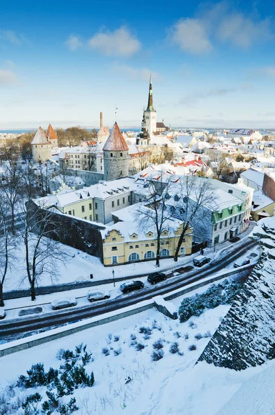 View Rooftops Old Tallinn Frosty Morning — Stock Photo, Image