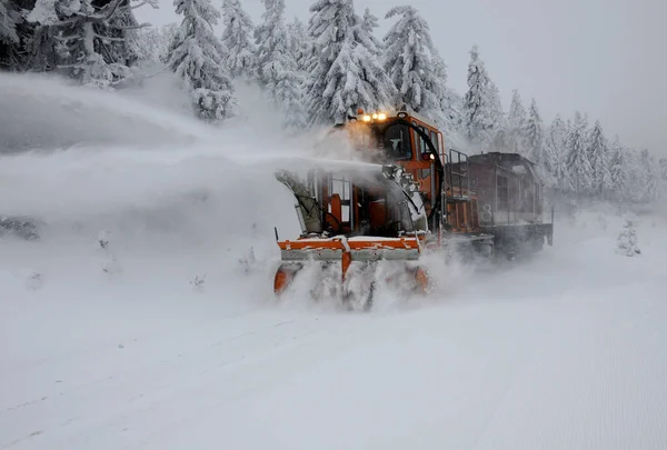 Nevador Ferroviario Ferrocarril Miniatura Apoyado Por Diesel Que Empuja Apoderan — Foto de Stock
