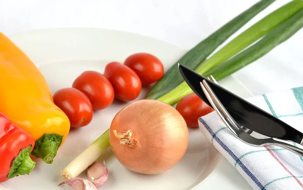 Zutaten Für Einen Gemüsesalat — Stockfoto