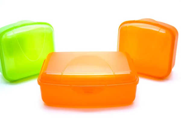 Plastic Containers Food White Background — Stock Photo, Image