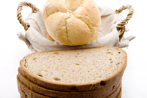 Pan Con Rollos Cesta — Foto de Stock