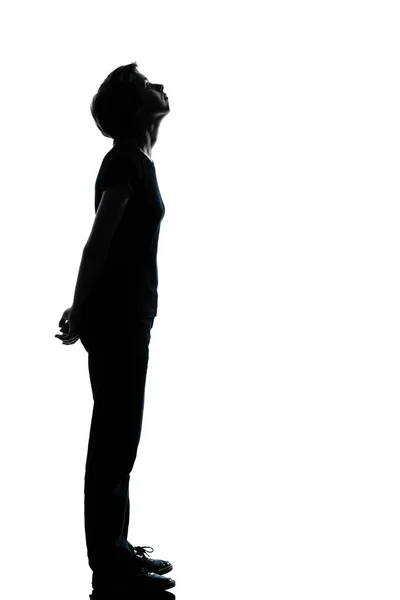 Ein Kaukasischer Junger Teenager Silhouette Junge Oder Mädchen Volle Länge — Stockfoto