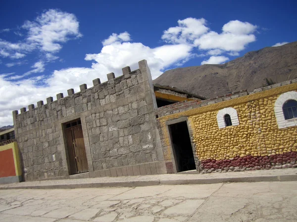 Antigua Casa Pueblo Tradicional Peruana Situada Camino Piedra — Foto de Stock