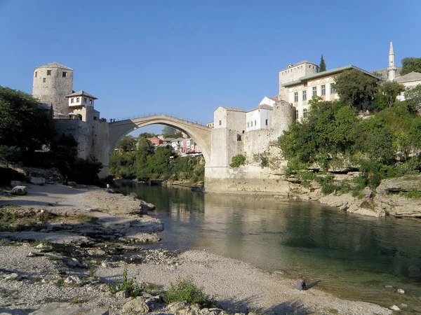 Ponte Velha Original Mostar Foi Concluída 1566 Esta Ponte Pedra — Fotografia de Stock