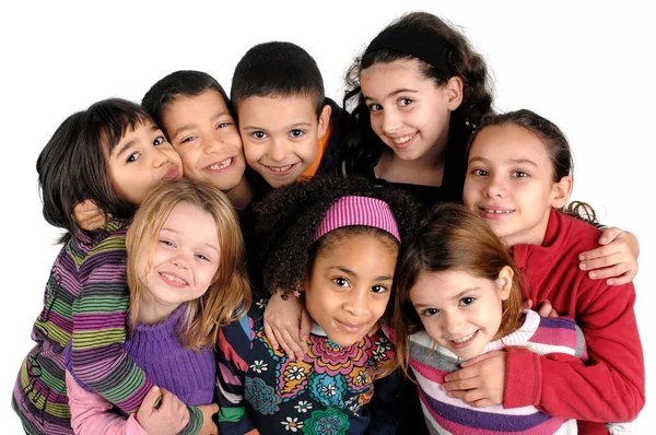Grupa Dzieci Pozujących Odizolowanym Kolorze Białym — Zdjęcie stockowe