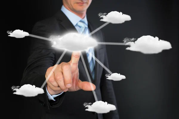 Geschäftsmann Mit Cloud Computing Konzept — Stockfoto