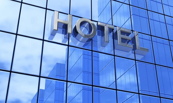 Hotel Signo Azul Plateado —  Fotos de Stock