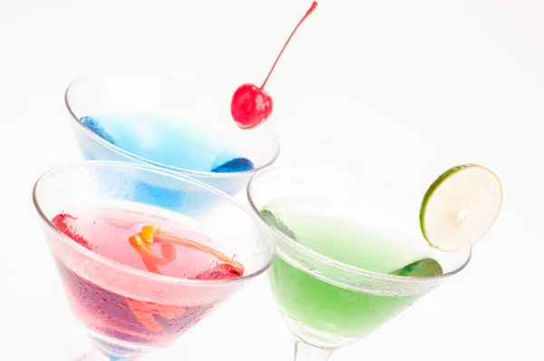 Tři Variace Sladkých Martini Koktejlů — Stock fotografie