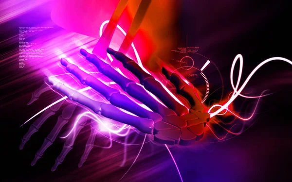 Цифровая Иллюстрация Кости Руки Цвете Фона — стоковое фото