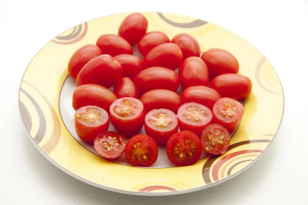 Tomates Una Placa Porcelana — Foto de Stock