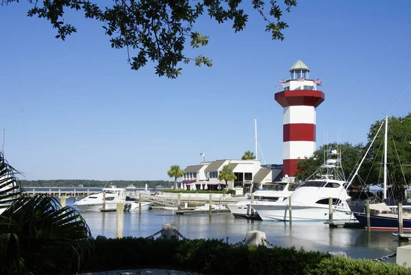 Tghe Red White Striped Lighthouse Harbour Town Hilton Head Island — Stock Photo, Image