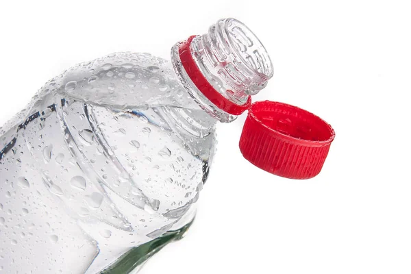 Plastová Láhev Pitné Vody Izolovaná Bílém — Stock fotografie