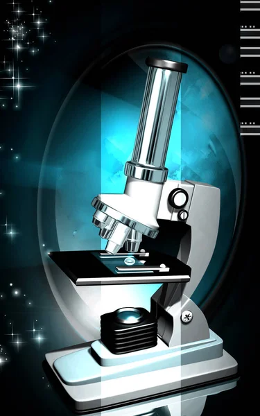Illustration Numérique Microscope Sur Fond Couleur — Photo