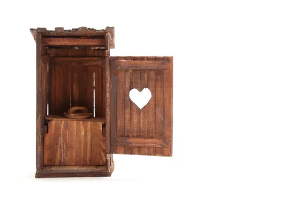 Ξύλινο Κουτί Καρδιά Λευκό Φόντο — Φωτογραφία Αρχείου