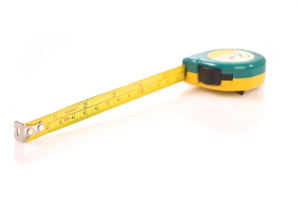 白い背景に黄色いテープの測定値 — ストック写真