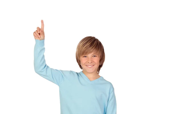 Menino Pré Adolescente Feliz Pedindo Para Falar Isolado Fundo Sobre — Fotografia de Stock