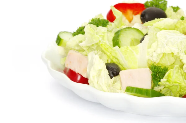 Salade Légumes Assiette Sur Fond Blanc — Photo