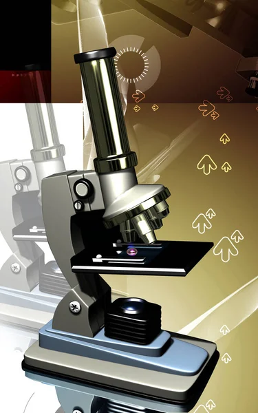 Digitální Ilustrace Mikroskopu Barevném Pozadí — Stock fotografie