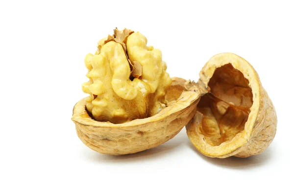 Fresh Walnuts Isolated White Background — Stock Photo, Image