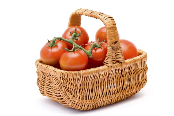 Cesta Cheia Tomates — Fotografia de Stock