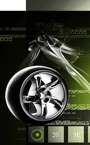 Digital Illustration Alloy Wheel Colour Background — 图库照片