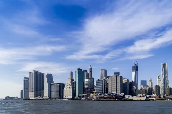Ορίζοντας Του Μανχάταν Νέα Υόρκη Από Μπρούκλιν Θέα Λιμάνι — Φωτογραφία Αρχείου