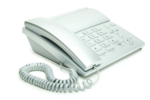 Telefono Ufficio Grigio Sfondo Bianco — Foto Stock