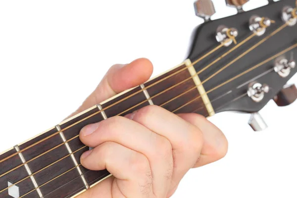 Ręka Gitarą Izolowane Białym — Zdjęcie stockowe