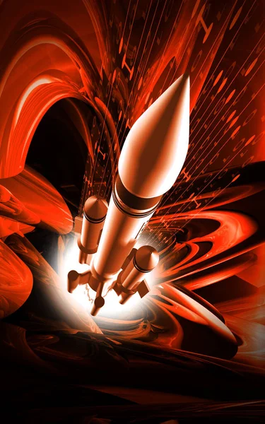Digital Illustration Rocket Färg Bakgrund — Stockfoto