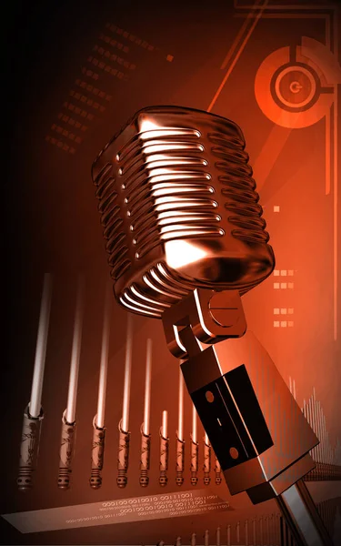 Digital Illustration Stål Mikrofon Färg Bakgrund — Stockfoto