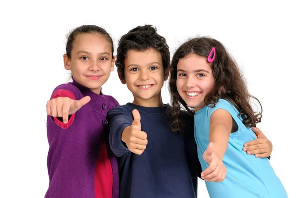 Grupo Niños Posando Aislados Blanco —  Fotos de Stock