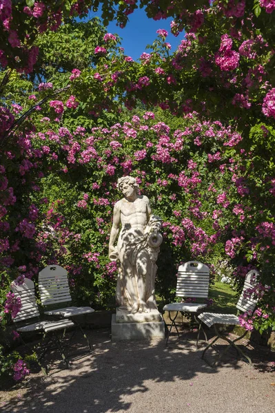 Arcos Rosas Con Estatuas Dioses Jardín Rosas Nobiliario Beutig Baden —  Fotos de Stock