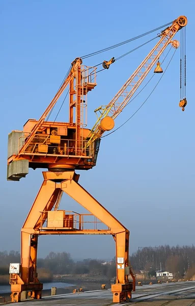 Vista Panoramica Delle Gru Portuali Industriali — Foto Stock