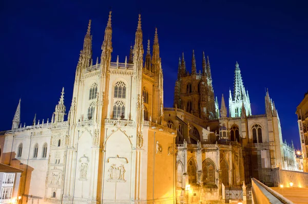 Nachtansicht Der Kathedrale Von Burgos Spanien — Stockfoto