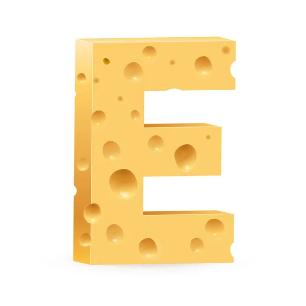 奶酪字体E字母 关于白色的说明 — 图库照片