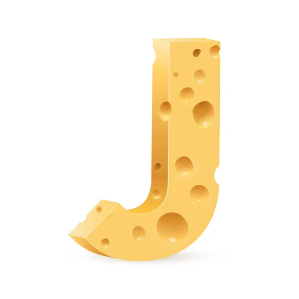 奶酪字体J字母 关于白色的说明 — 图库照片