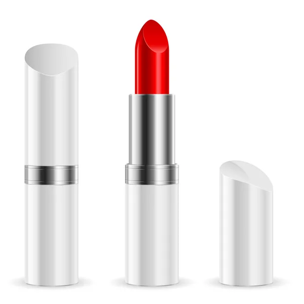 Witte Lippenstift Gesloten Open Illustratie Witte Achtergrond — Stockfoto