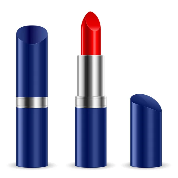 Blauwe Lippenstift Gesloten Open Illustratie Witte Achtergrond — Stockfoto