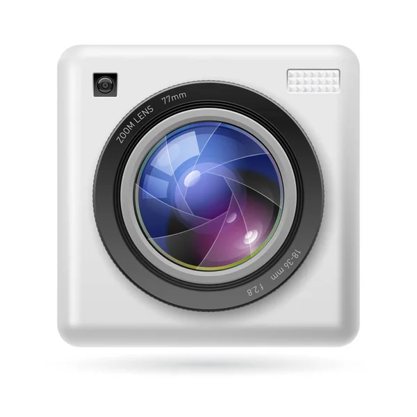 White Camera Icon Lens Illustration White Background — Stock Photo, Image