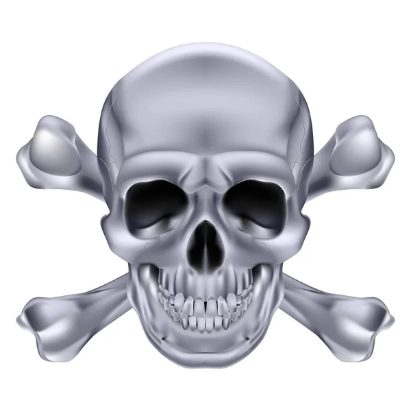 Silver Skull Crossbones Illustration White Background Creative Design — Stock Photo, Image