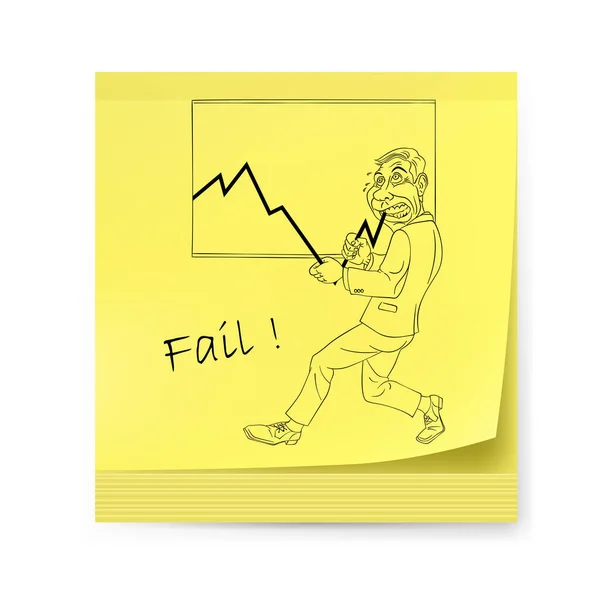 Gele Sticker Met Een Man Een Grafiek Illustratie Witte Achtergrond — Stockfoto