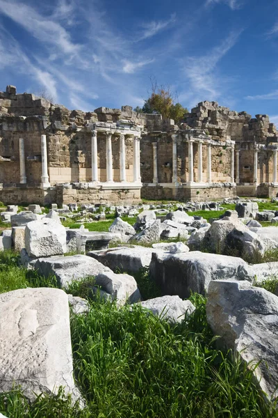 Ruins Agora Side Library Antalya Turkey — Stock Photo, Image