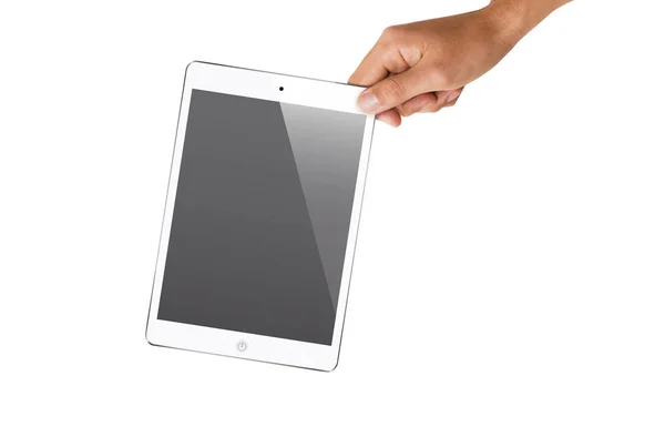 Isolated Hand Holding Tablet Replace Screen Images — Stock Photo, Image