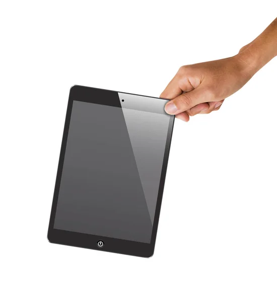 Isolierte Hand Hält Tablet Bildschirm Durch Bilder Ersetzen — Stockfoto