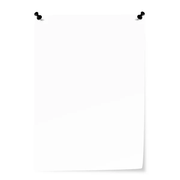 Λευκό Φύλλο Χαρτιού Καρφίτσες Και Υψωμένη Γωνία — Φωτογραφία Αρχείου