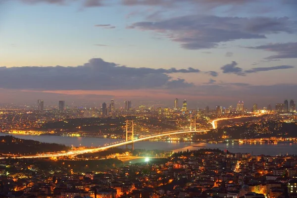 Istanbul Turkije Bosporus Brug Zonsondergang — Stockfoto