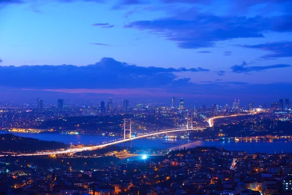 Γέφυρα Βοσπόρου Κωνσταντινούπολη Τουρκία Ηλιοβασίλεμα — Φωτογραφία Αρχείου