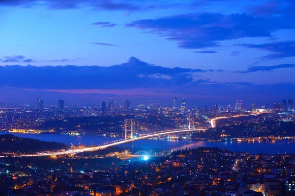 Γέφυρα Βοσπόρου Κωνσταντινούπολη Τουρκία Ηλιοβασίλεμα — Φωτογραφία Αρχείου
